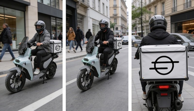 ONE MOTO Taska delivery scooters in a European city